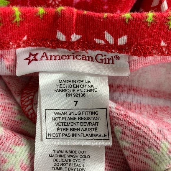 American Girl Christmas Pajama Pants Cotton Girls Size 7 Bottoms - Picture 2 of 8